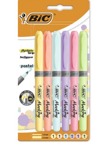BIC pastel Highlighter pack 6