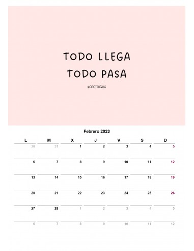 Calendario de @opotruquis